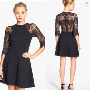 BB Dakota Yale Holiday Party Dress Lace Long Sleeve Black Small Whimsigoth